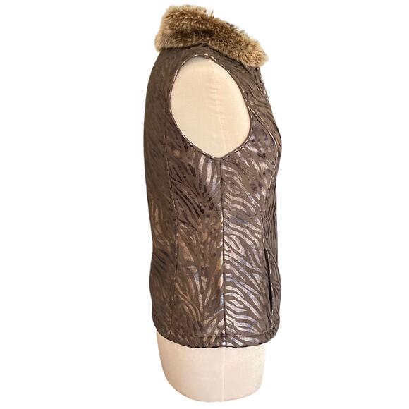 Faux Fur Collar Zebra Print Vest - Picture 5 of 9